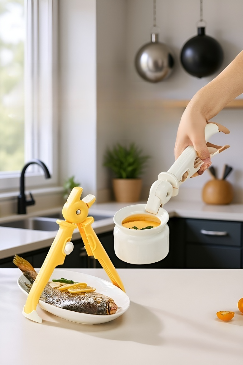 안전하게 뜨거운 접시를 집는 찜기 집게