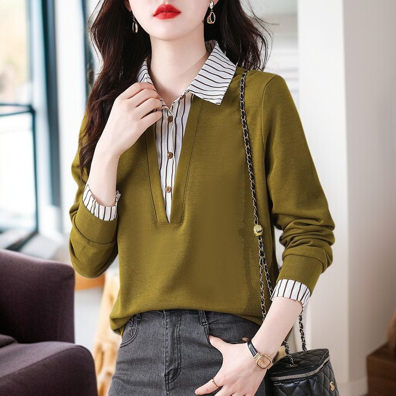 가짜 투피스 셔츠 여 긴팔 맨투맨 봄가을 신상 스타일리쉬 니트 상의 이너