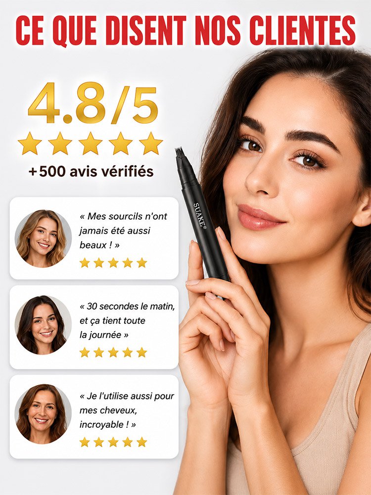 Crayon à sourcils imperméable à plusieurs pointes, tenue longue durée, sans bavure, sourcils définis