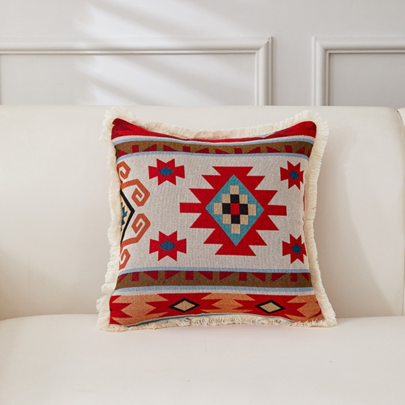 Coussin décoratif rétro en coton et lin