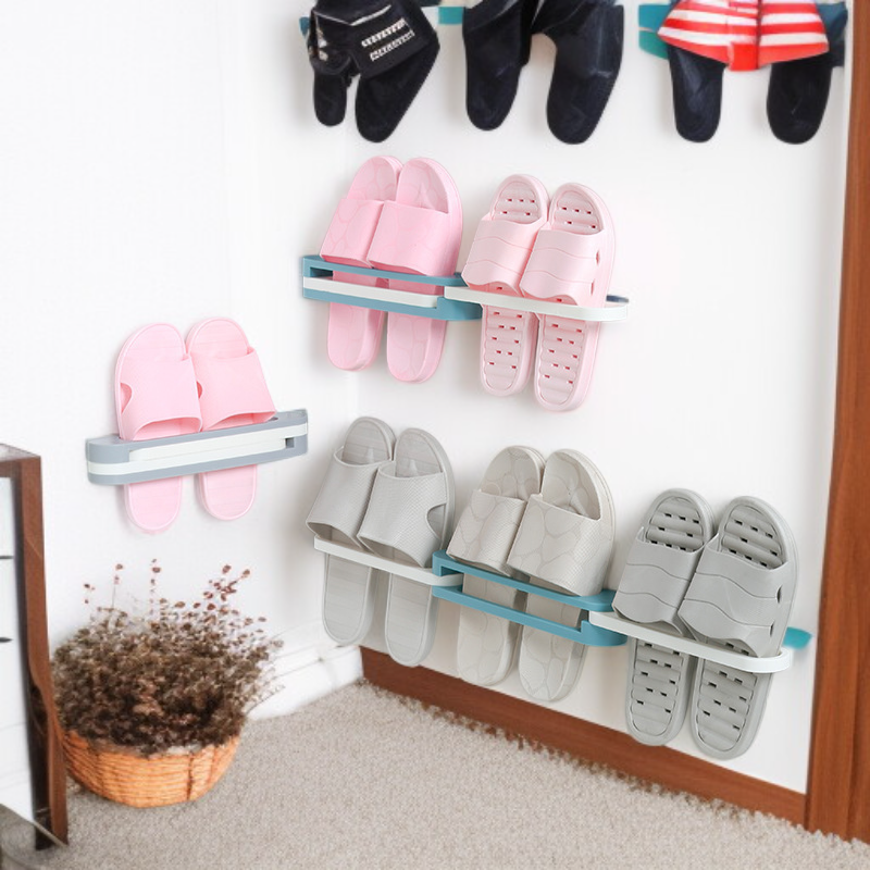 Bathroom Wall-mounted Punch-free Slipper Rack