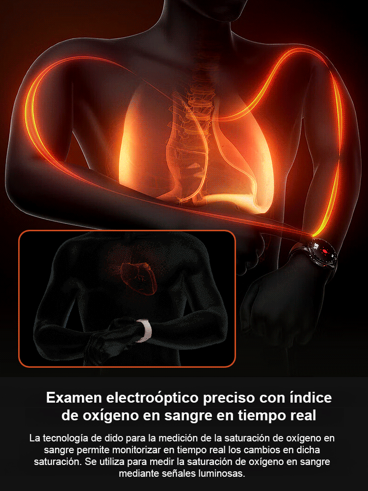  Reloj inteligente impermeable con medición de glucosa y frecuencia cardíaca