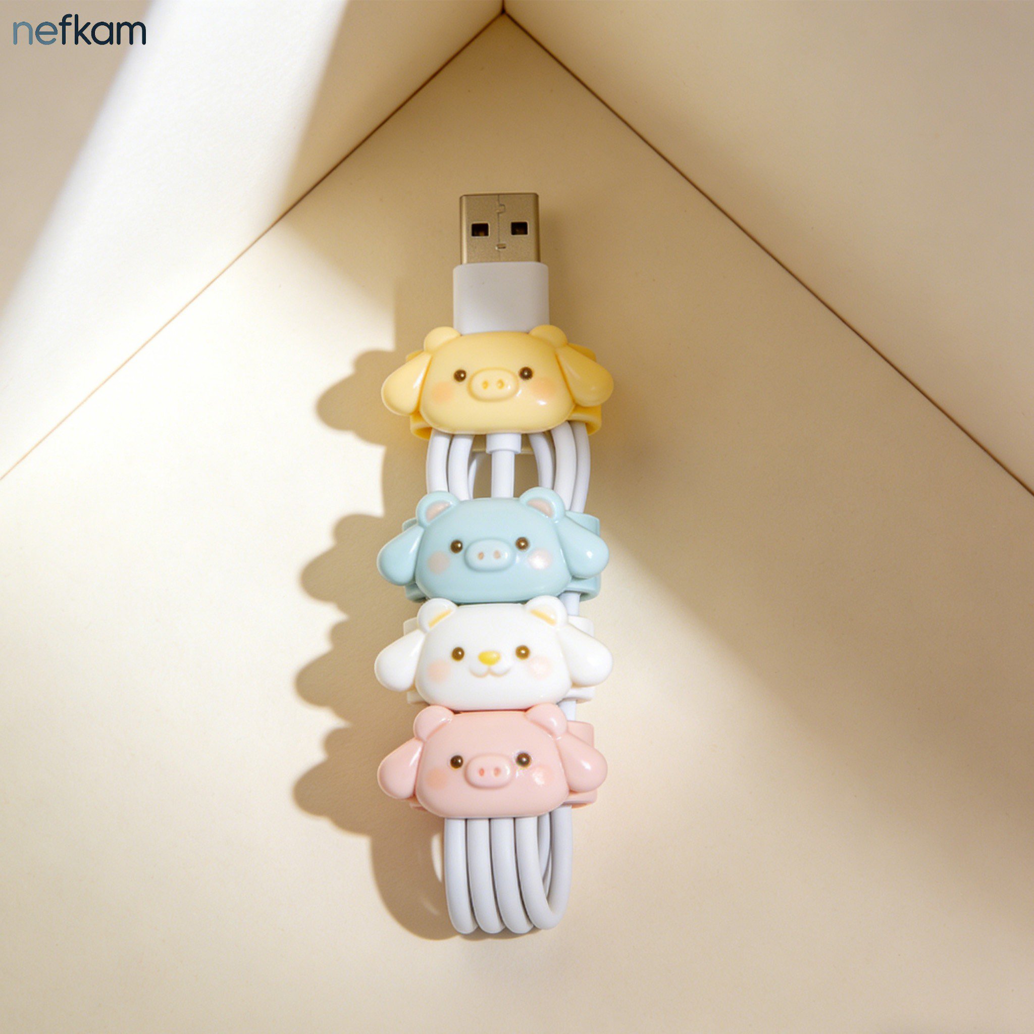 Cute cartoon cable organizers keeping wires untangled