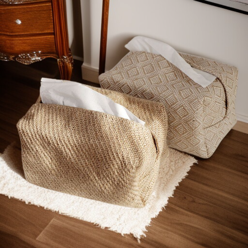 علبة مناديل ورقية مصنوعة من القطن والكتان على الطراز الياباني