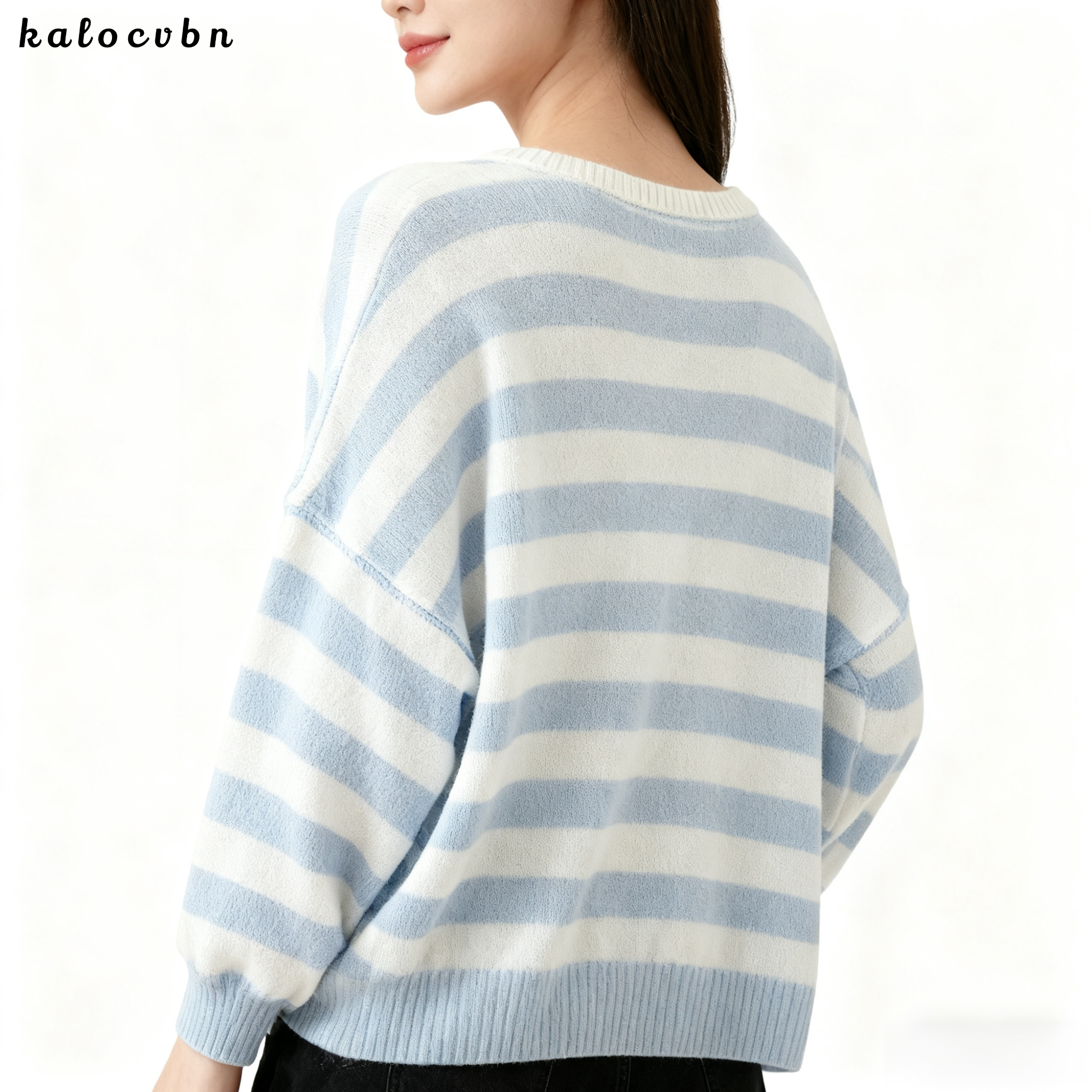 크루넥 스트라이프 루즈 니트 스웨터