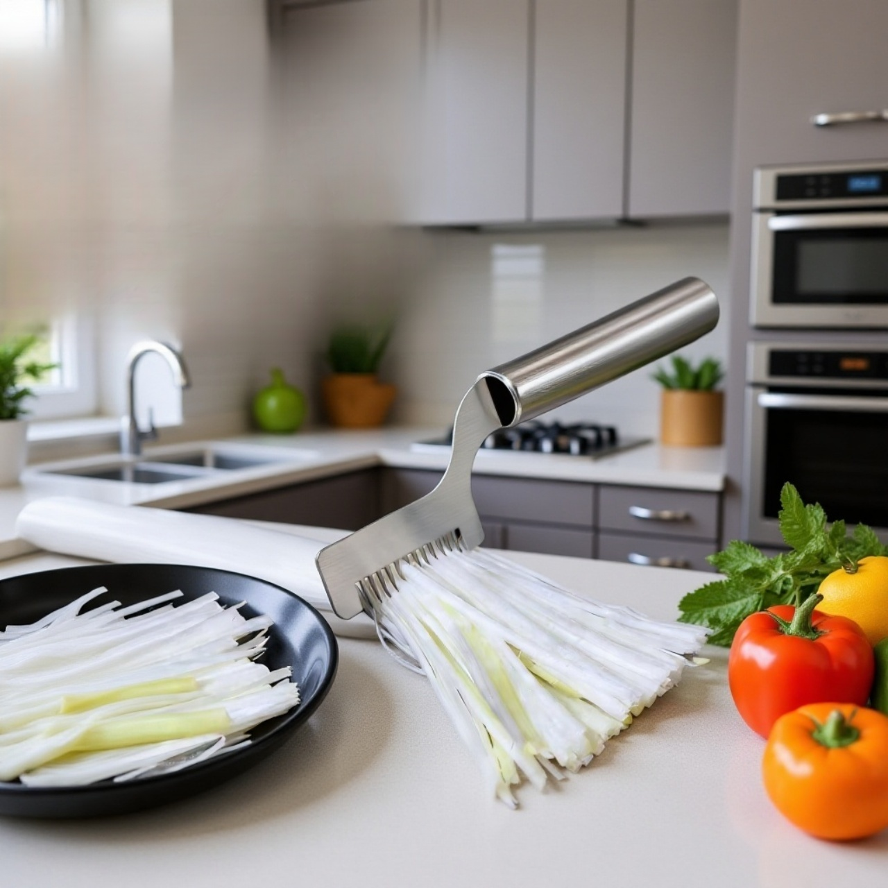 Küchen-Frühlingszwiebelschneider, Frühlingszwiebelraspel, ultrafeiner Raspel.