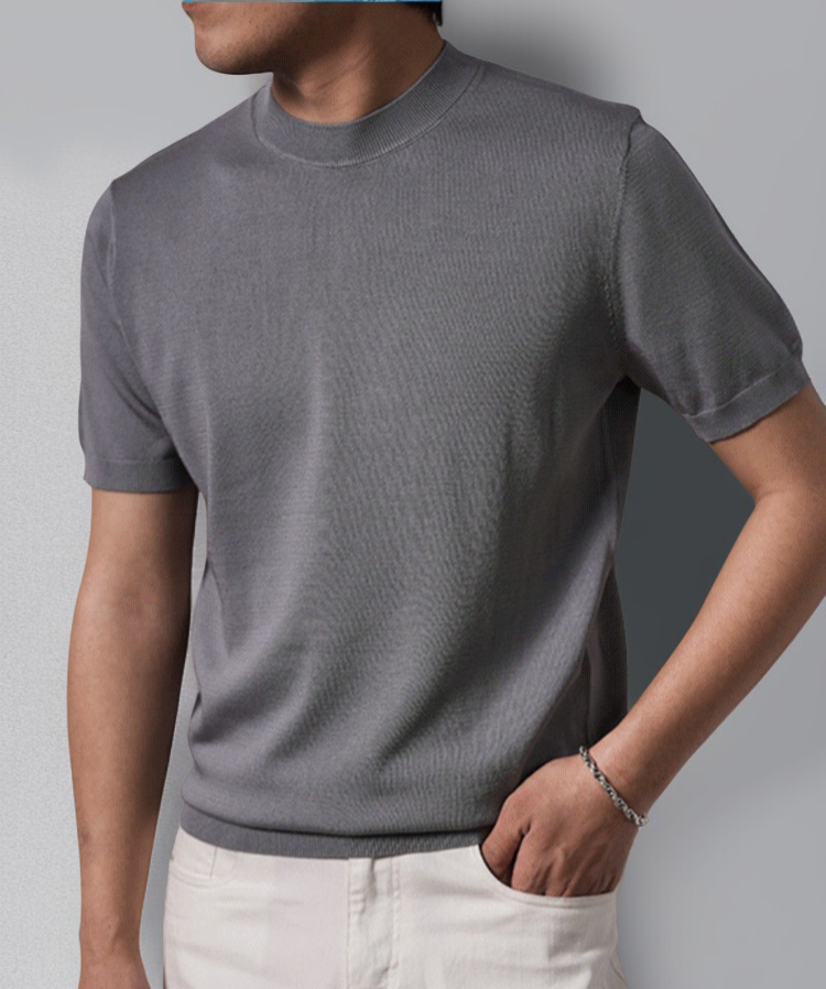 남자 순색 니트 면 레깅스 상의 라운드 통기성 정방 얇은 레깅스 상의 반팔 아이스 니트 레깅스 상의