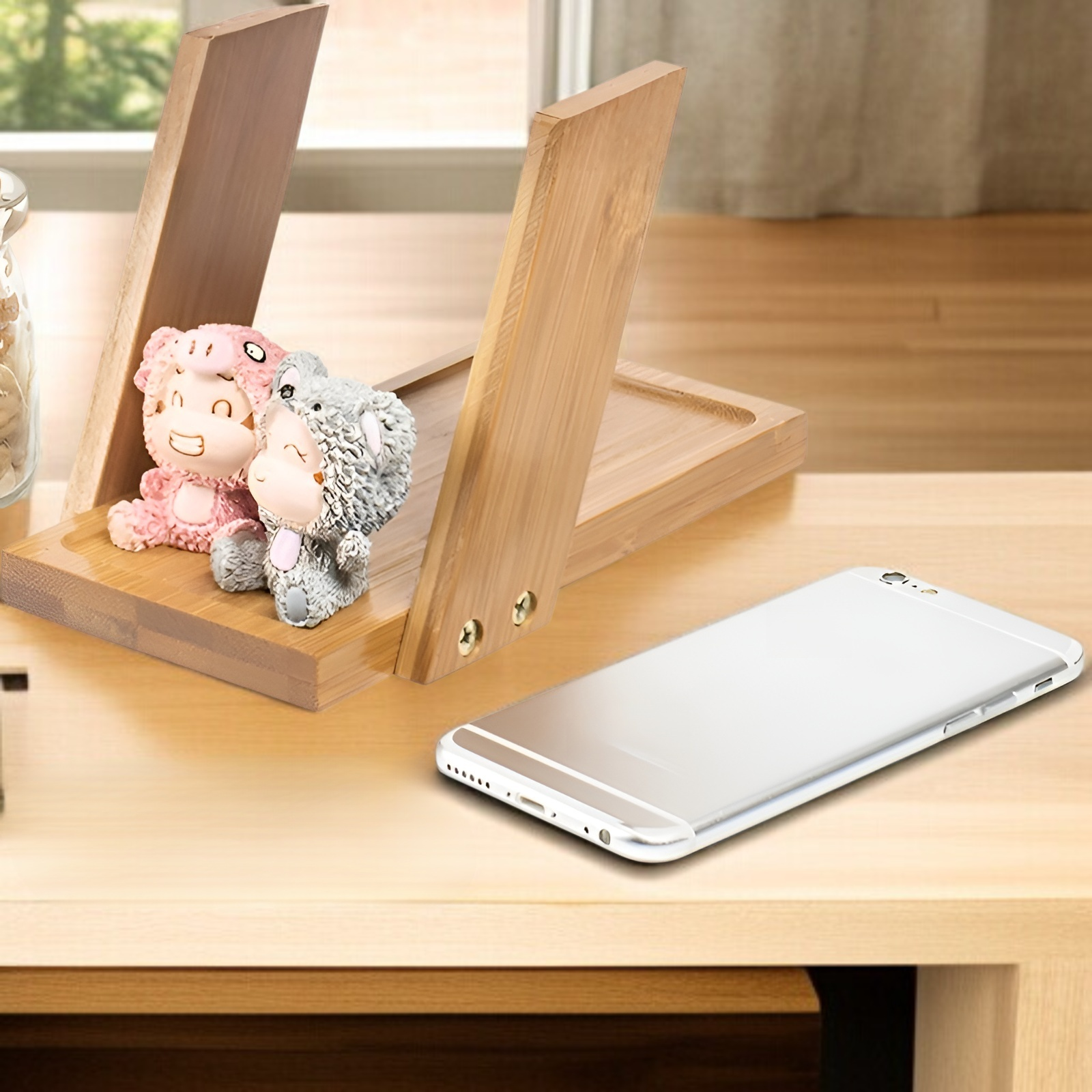 Estante de flores de bambú para escritorio, especial para macetas pequeñas, 25*10*18cm