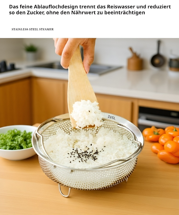 Dampfeinsatz für Gemüse und Fisch aus Edelstahl