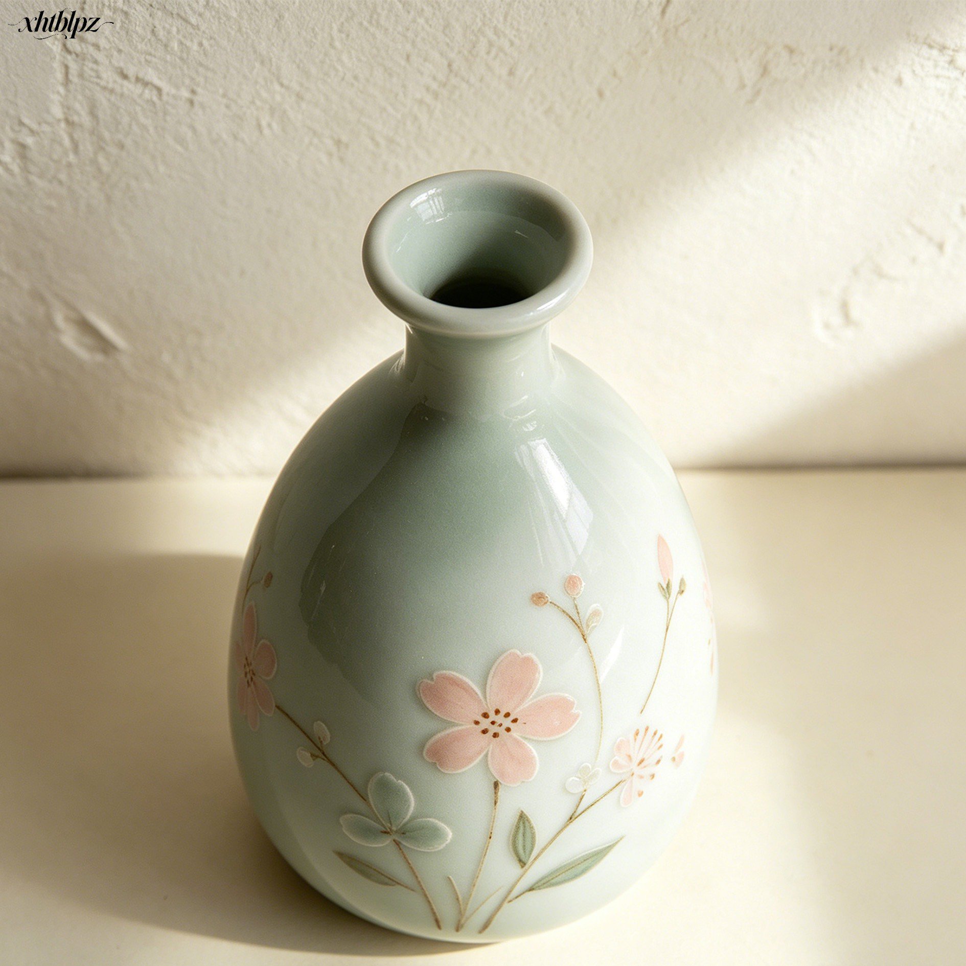青磁の桜模様のミニチュア花瓶（3個セット）