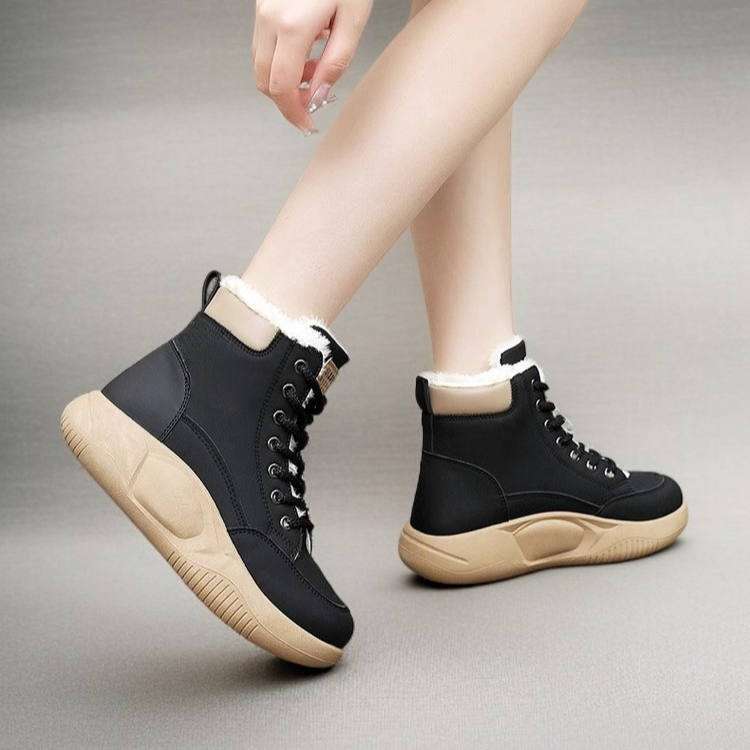 여성 겨울 기모 보온 두꺼운 밑창 고방면 신발