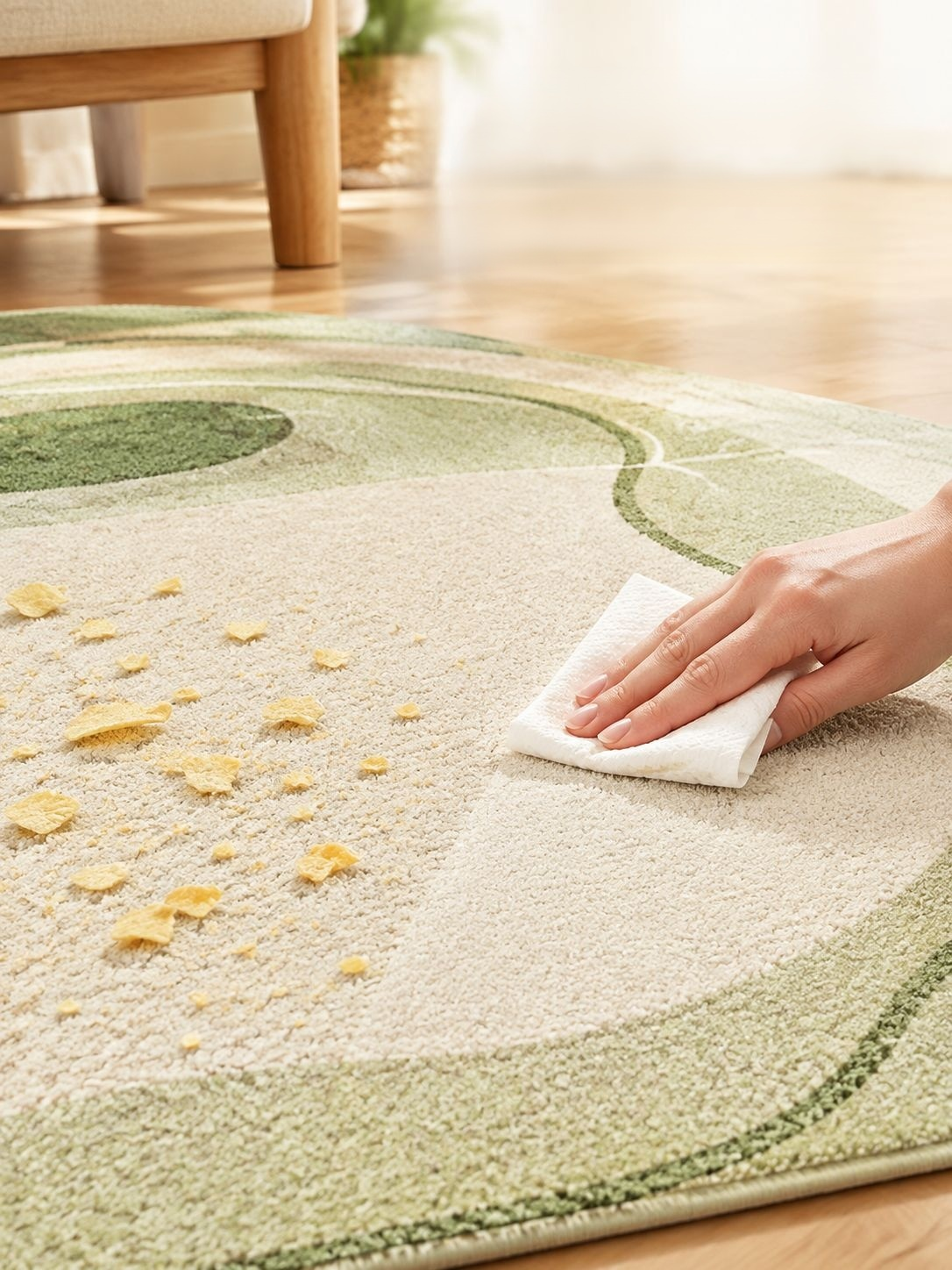 Alfombra de cachemira sencilla color crema para sala de estar/dormitorio, antideslizante y resistent