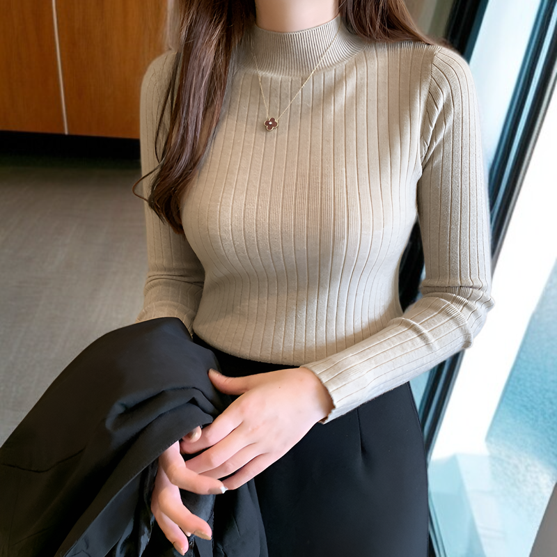 レディースセーター女性ハーフハイネックニットセーターアウター長袖トップススーツボトムシャツスリムインナーニットセーター女性ハーフハイネックアウタースリムニットセータートップススーツボトムシャツ