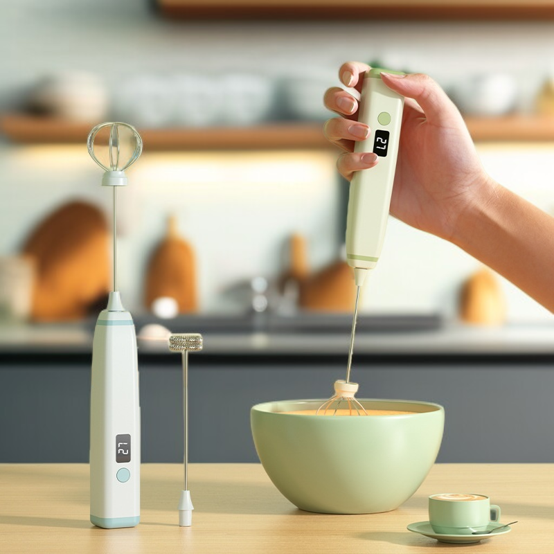 Pequeño Espumador de leche eléctrico para el hogar, batidor de café inalámbrico, mezclador de mano, 
