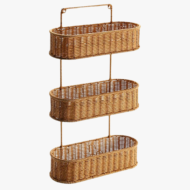 Imitation Rattan Style Bathroom Rack No-Drill Multi-Purpose Organizer