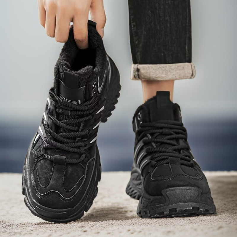 戸外加絨保温滑り止め厚底男性靴