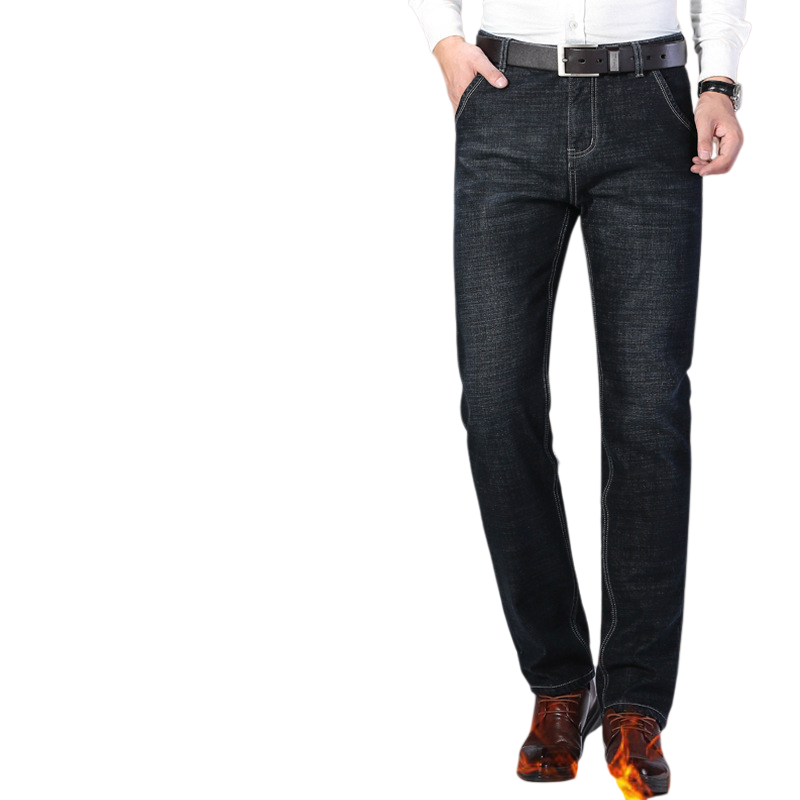 秋冬のゆったりとしたストレート筒に厚い保温男性用ズボンに綿入りジーンズ男