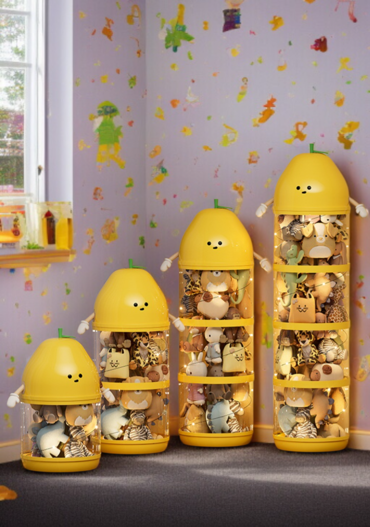 다양한 뽀글이 인형을 담을 수 있는 넉넉한 수납 공간