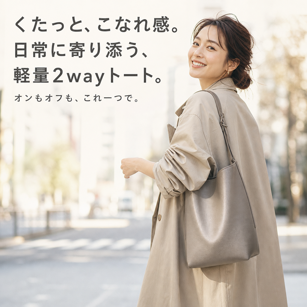 個性的ゆったり風レディーストートバッグ