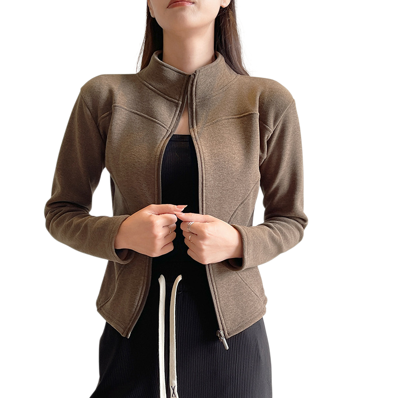 맨투맨 여자 아우터 스웨이드 융털 도톰 하이넥 요가 상의 가을 겨울 상의