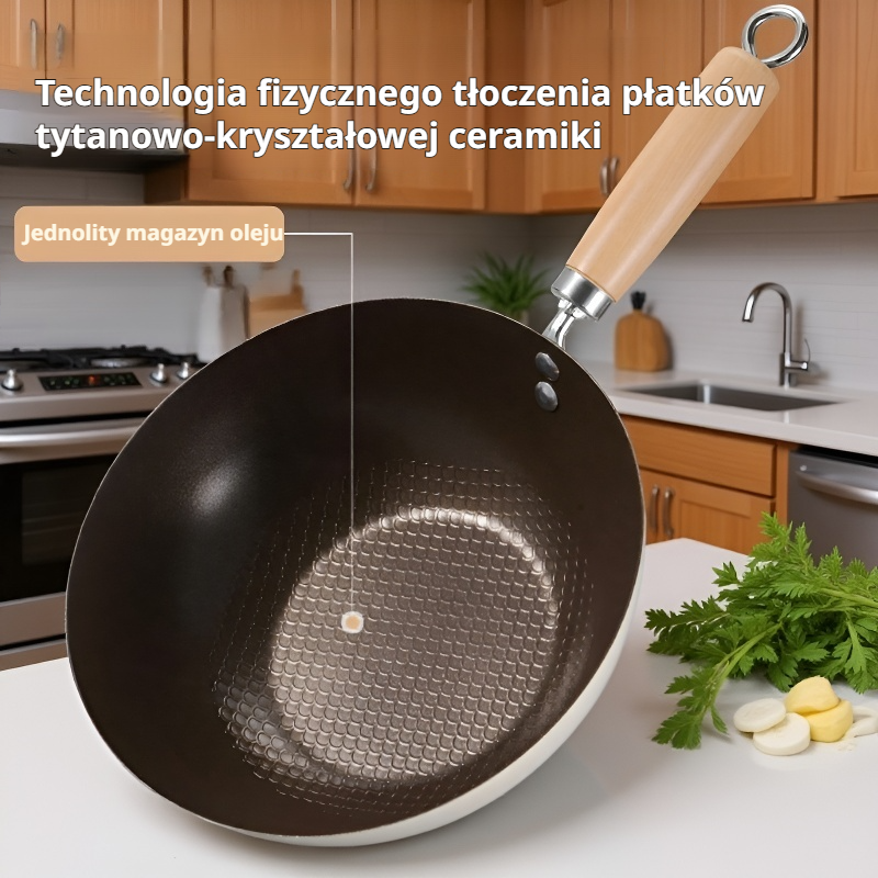 Patelnia nieprzywierająca z tytanową powłoką śnieżnej porcelany bez powłok