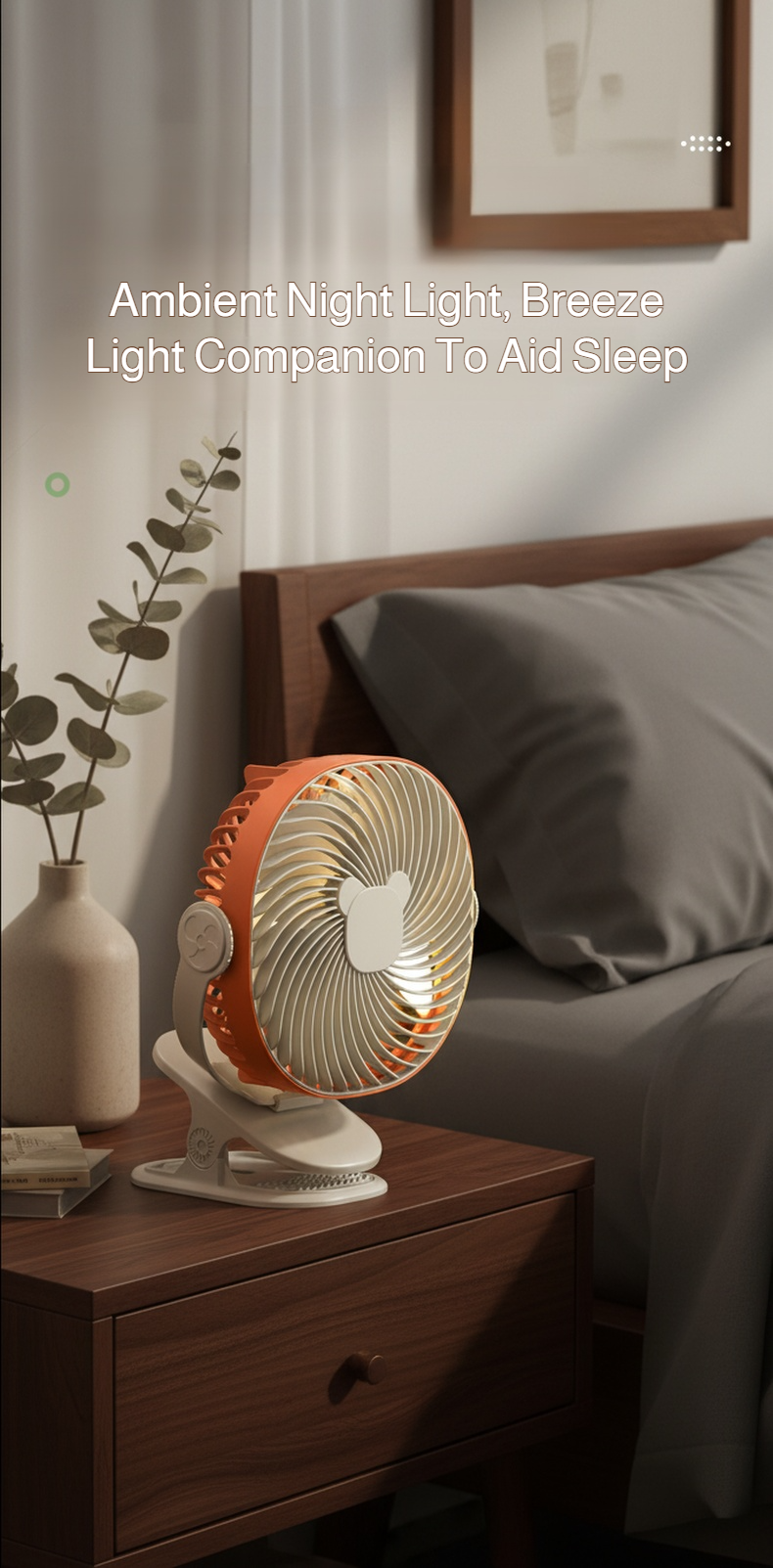 Compact clip fan for travel and outdoor use