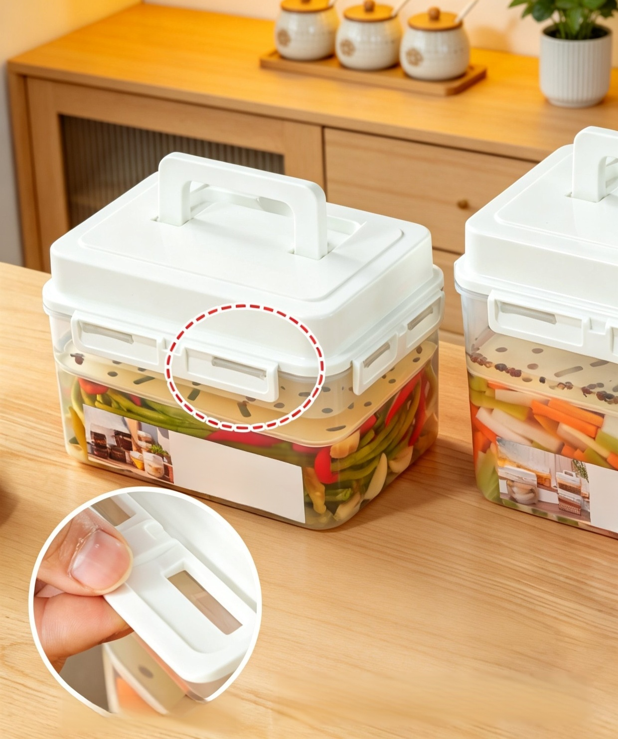 Kimchi jar with easy-to-use sealing lid