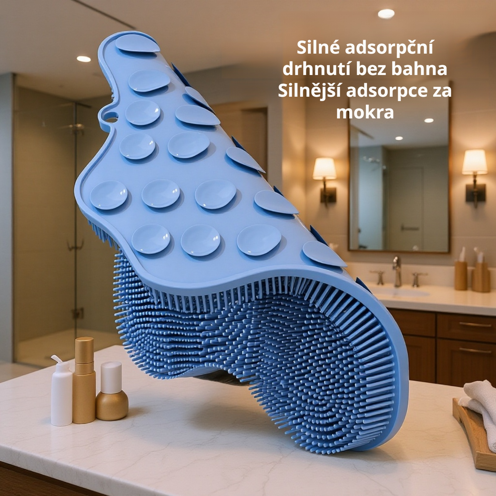 Silikonová lenošná koupací kartáč na záda a podložka na mytí nohou