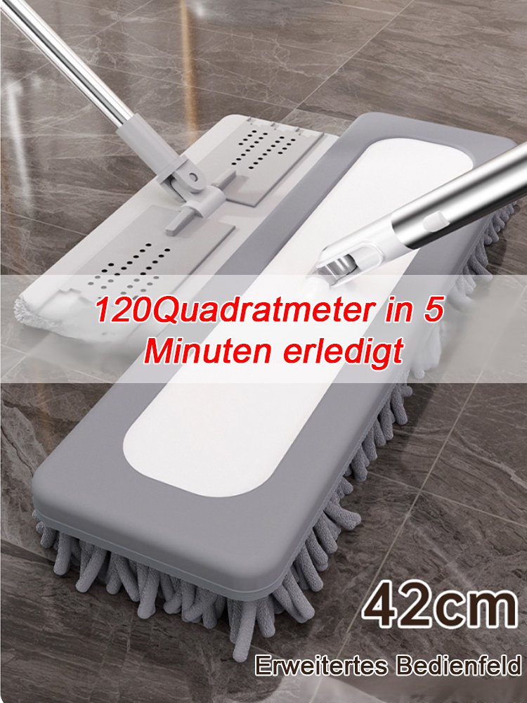 【Zeitersparnis und langlebig】Händefreier, trocken und nass verwendbarer Flachmopp