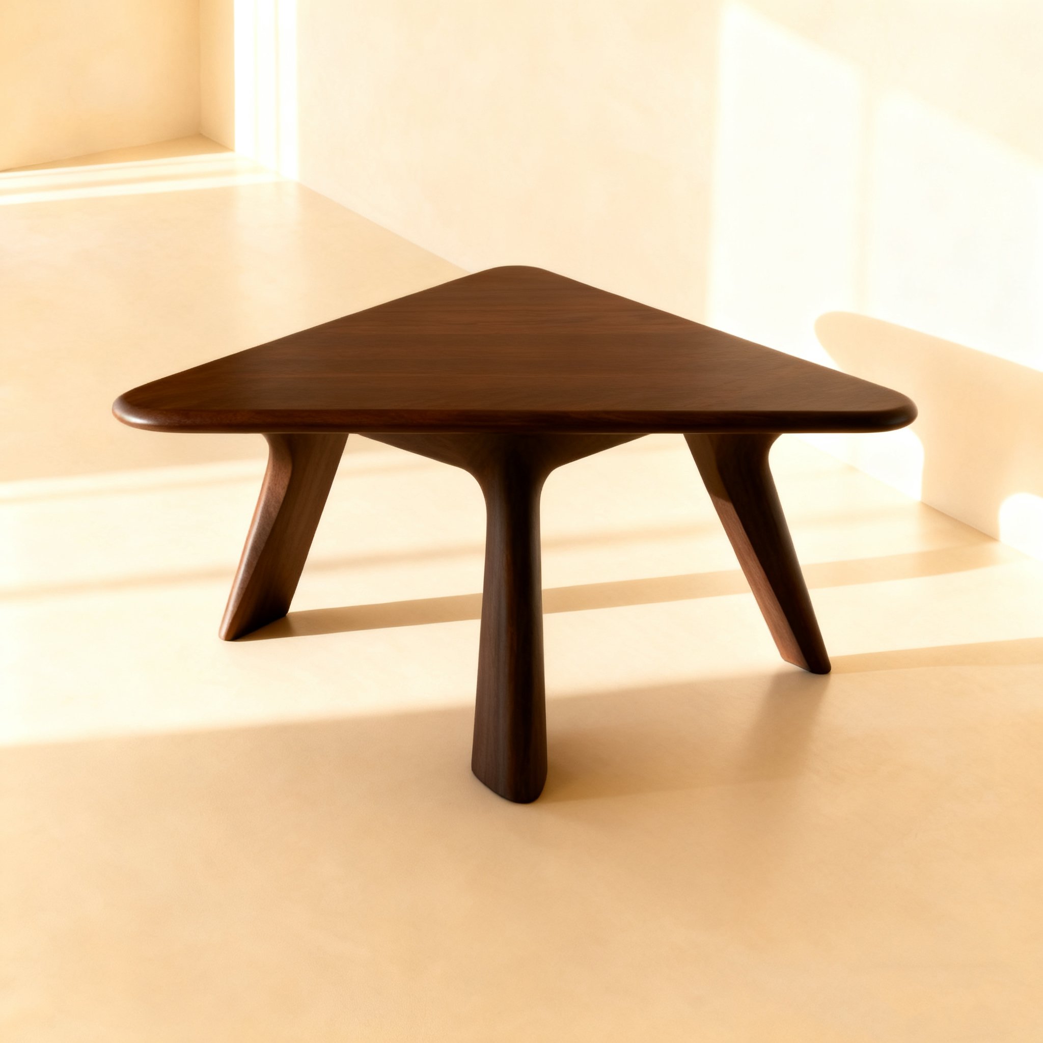 독특한 모양의 원목 테이블