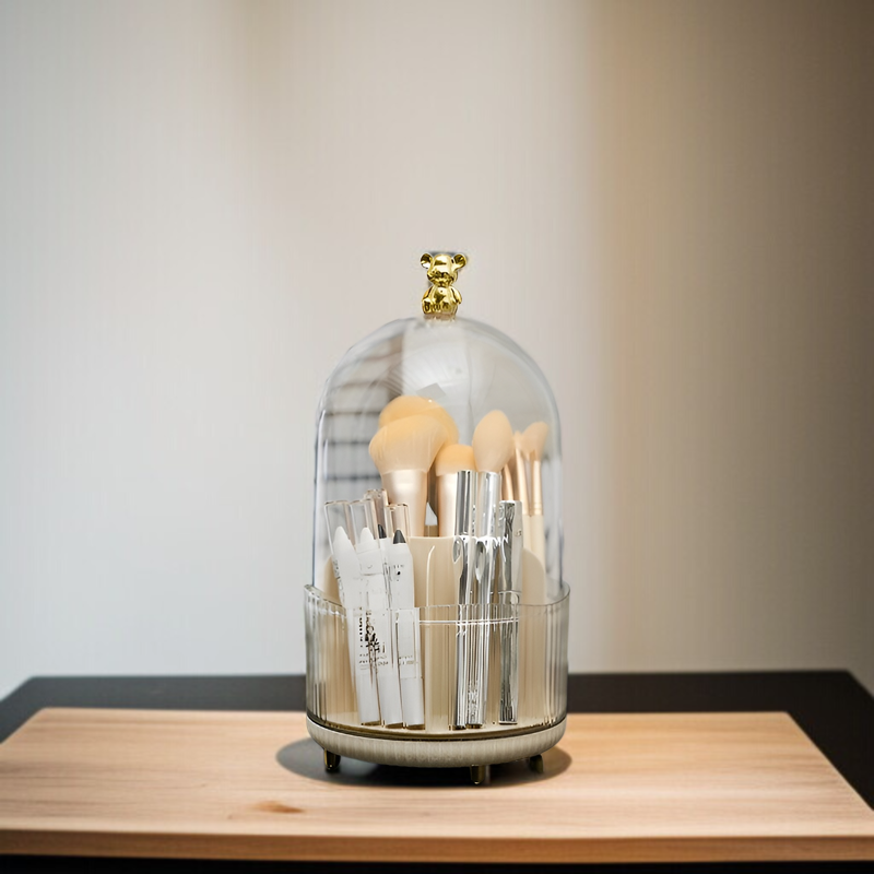 漫画クマのアイブロウペンシルホルダー回転式化粧品収納ボックスコンパートメント口紅防塵デスクトップドレッシングテーブル収納チューブ