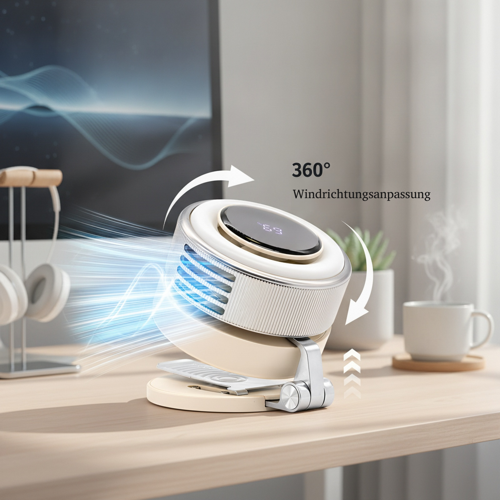 Leiser tragbarer Ventilator für unterwegs