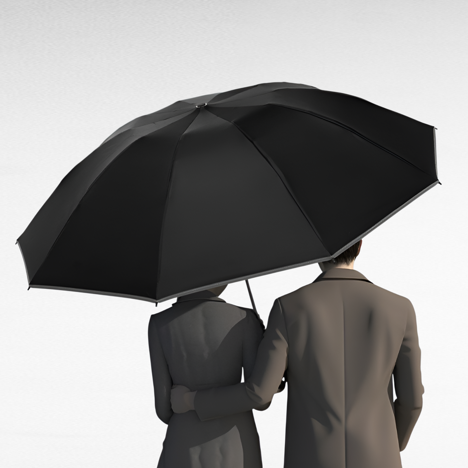 逆自動折りたたみ傘 晴雨兼用 拡大リング付き 黒糊 日焼け止め傘