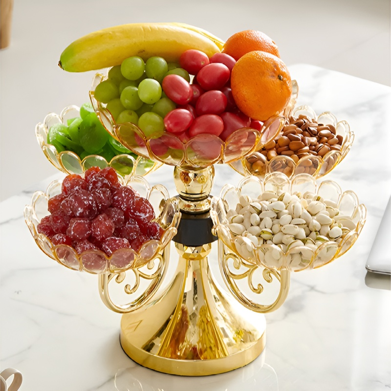 ถาดผลไม้แห้งหมุนได้ กล่องขนมคริสตัล ถาดผลไม้สำหรับห้องรับแขก