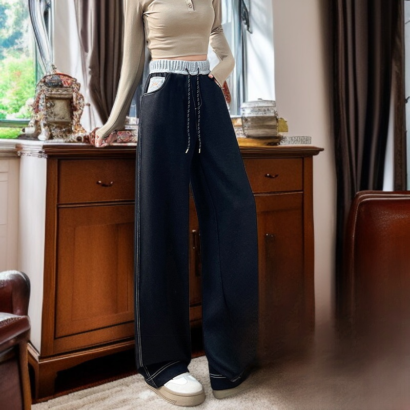 Wide Slim Straight Fit Chino Denim Pants