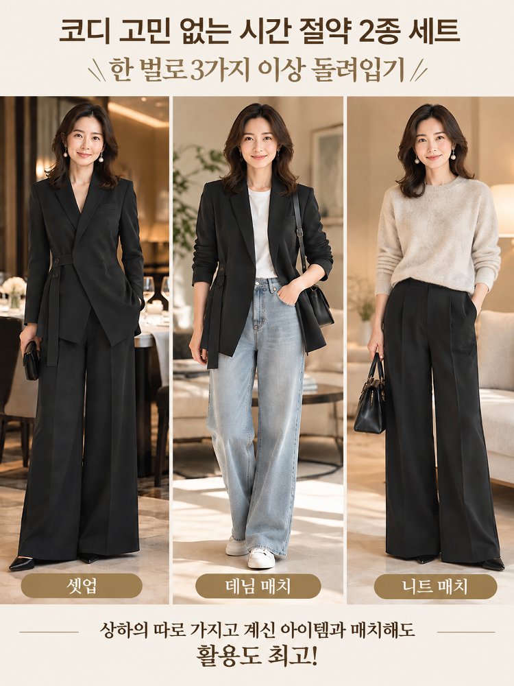 루즈핏의 젊고 감각적인 여성용 투피스