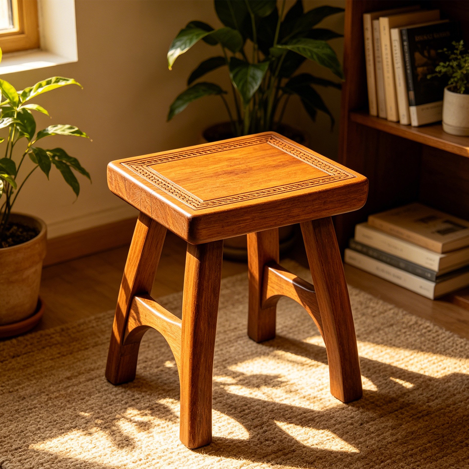 Massiver Holzhocker im modernen Design
