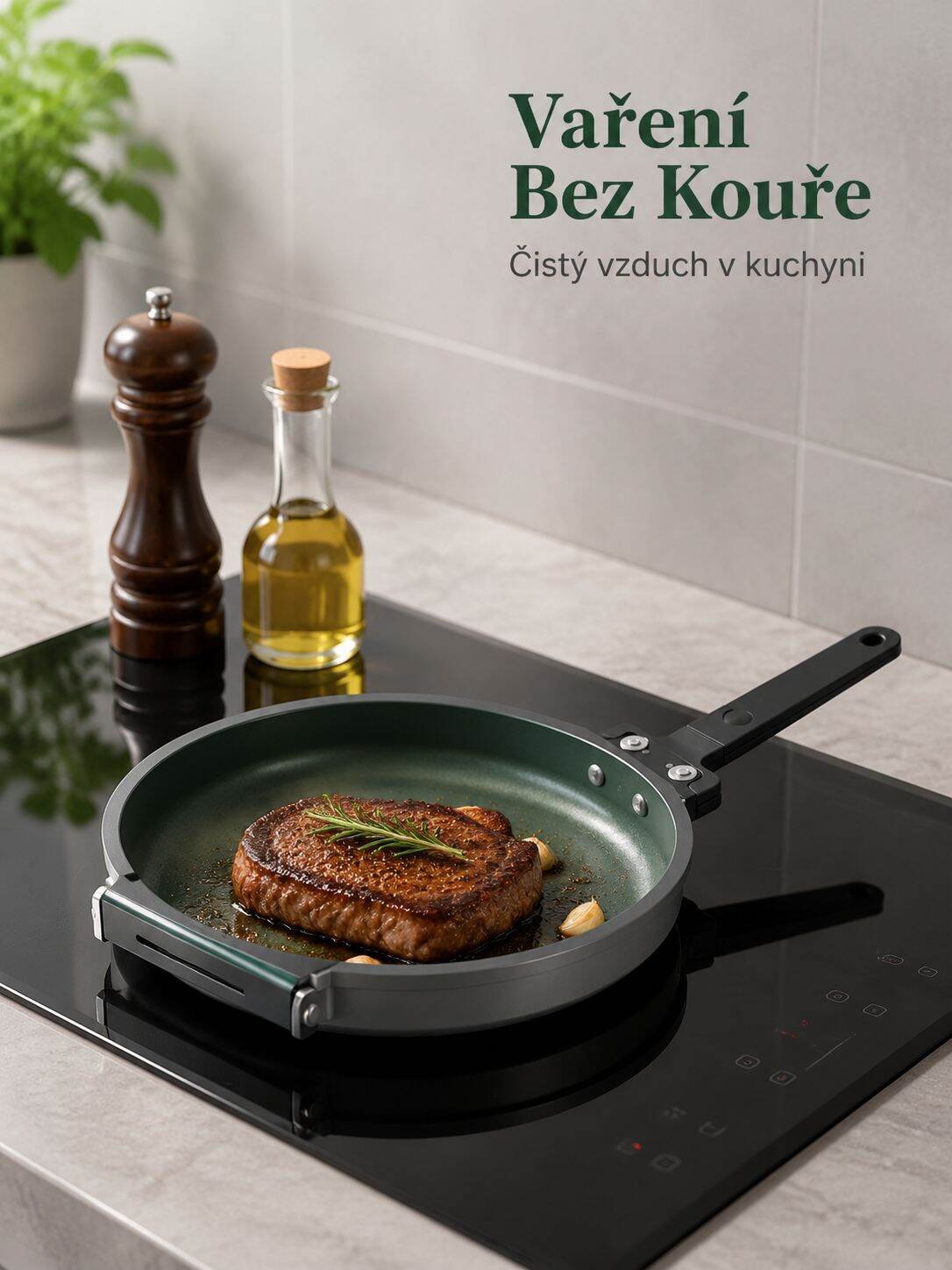 Oboustranná skládací pánev, nízký kouř, pánev na steak a vejce, snídaňový pomocník