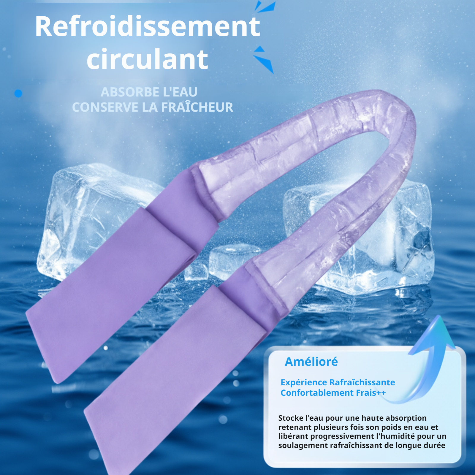 Serviette de refroidissement pour femmes, tour de cou rafraîchissant, refroidissement immédiat