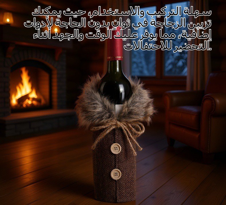 زينة عيد الميلاد على زجاجة النبيذ الأحمر