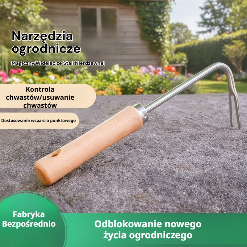 Widelec ogrodniczy ze stali nierdzewnej do spulchniania gleby