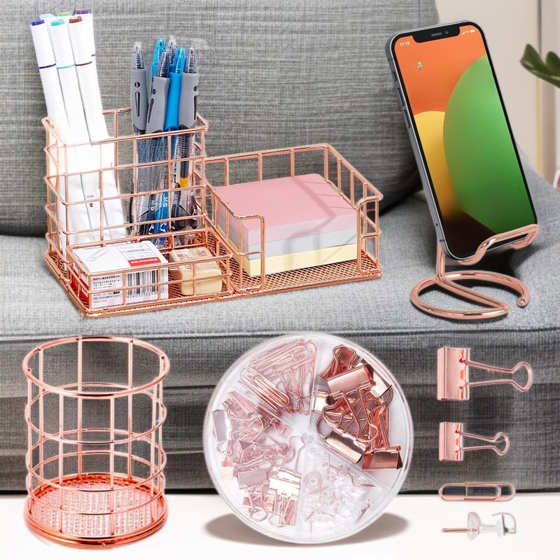 Set de organizador de escritorio metálico, con portalápices