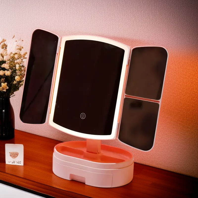 Aufbewahrungsständer mit Touchscreen-Schönheitsspiegel, perfekte Geschenkidee für Damen