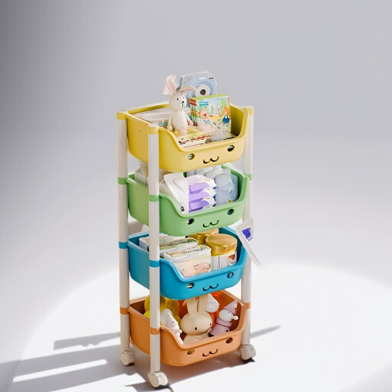 ベビーカー子供のおもちゃの収納ラック床置き多層おもちゃの収納ラックホームモバイルスナック収納本棚
