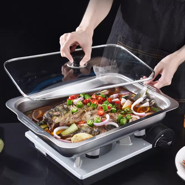 Rectangular self-service rack baking tray