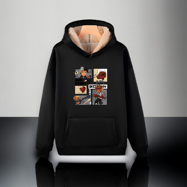 남자 겨울 기모 박시 후드 상의 레포츠 도톰 후드 탑 스웨이드 맨투맨 상의