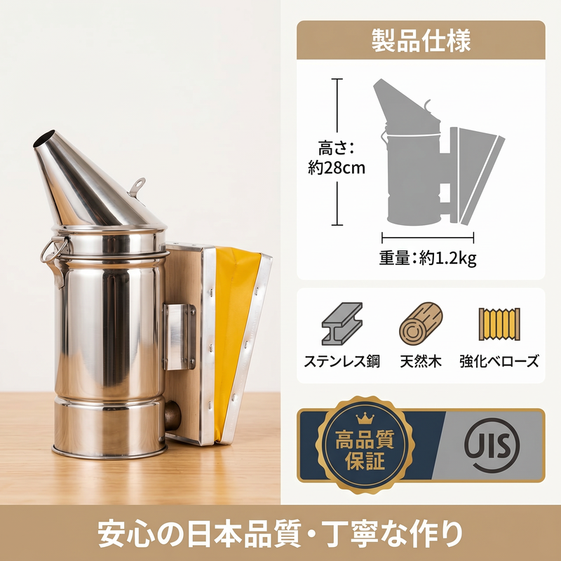 養蜂用スモーカー、黄色レザーエアバッグ、不锈钢ミニノズル