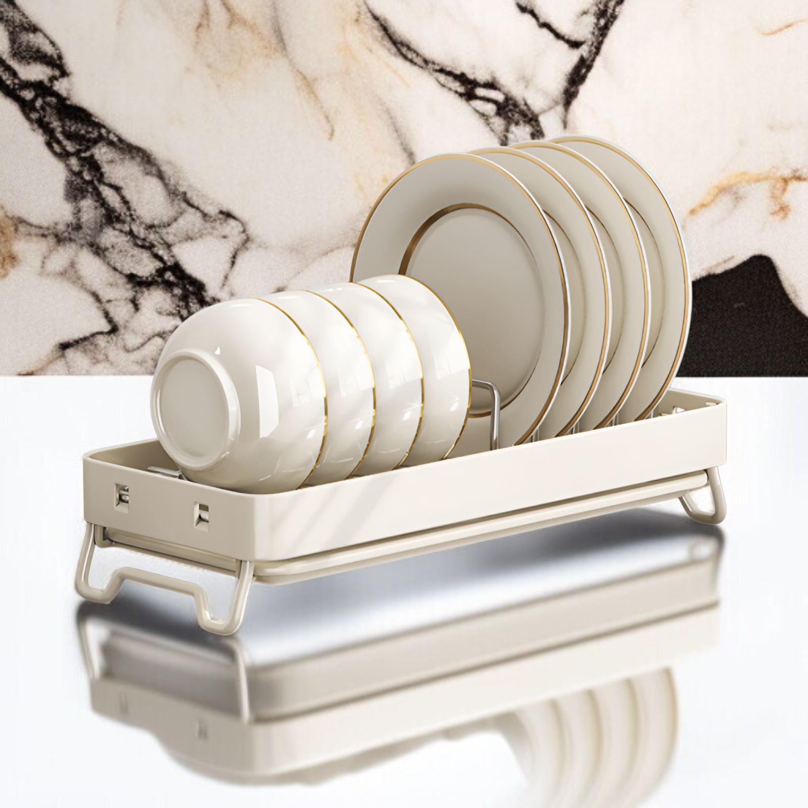 新しいステンレススチール製のボウルとプレートの排水ラックキッチンラックシンクの食器用排水バスケット食器収納ラック