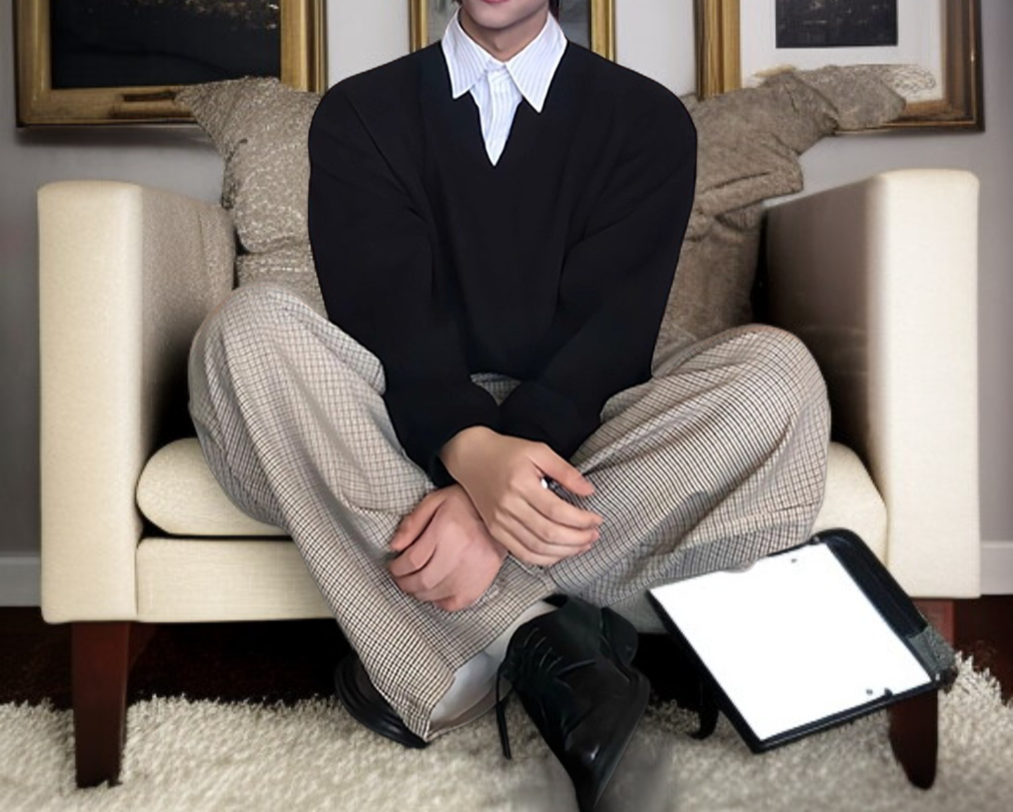 おしゃれなメンズレイヤード風トップスコーディネート例