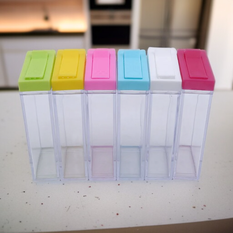 Juego de 6 especieros transparentes simples para cocina